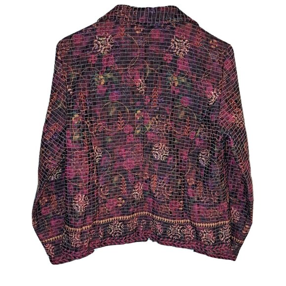 Christopher & Banks Women’s Large Petite Purple Pink Blazer  ART TO WEAR - Picture 3 of 6